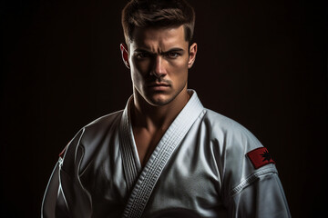 Obraz premium Generative AI picture of experienced karate fighter club martial arts traditional clothes training