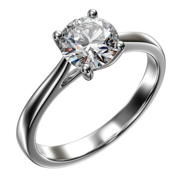 Diamond Ring Isolated On White Engage, White Background, Illustrations Images