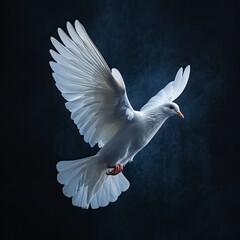 Dove Studio Shooting On Dark Blue, White Background, Illustrations Images