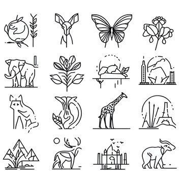 Set of hand drawn Logos, Singel Line Art Logos