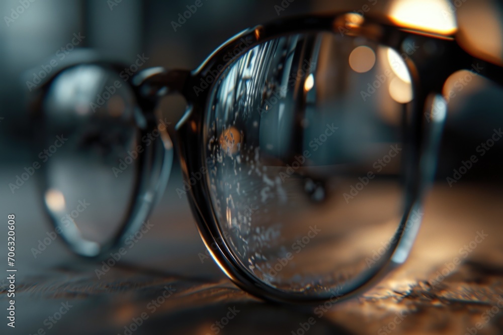 Poster glasses sitting on top of a table. can be used for various concepts
