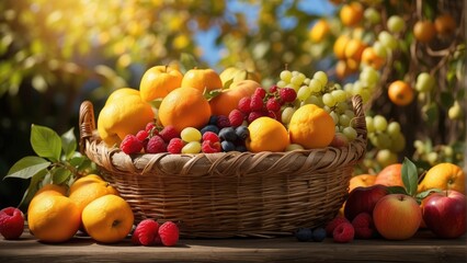 a basket of fresh various fruits photo