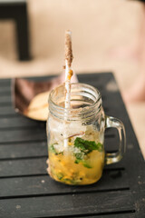 The glass is unclean because cocktails spilled.