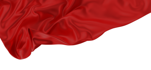 Red ribbon silk cloth fly cloth floating fabric background, 3d rendering
