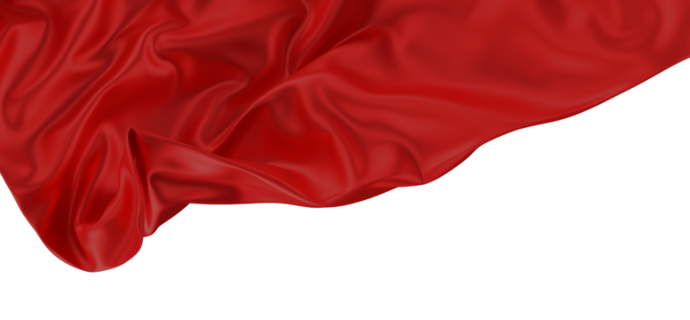 Red ribbon silk cloth fly cloth floating fabric background, 3d rendering