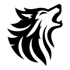 minimal angry wolf howling face logo background mountain logo vector silhouette