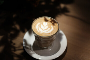 A cup of latte art coffee 