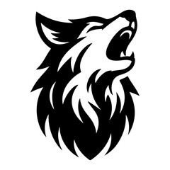 minimal angry wolf howling face logo background mountain logo vector silhouette
