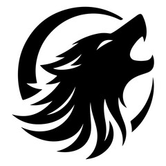 minimal angry wolf howling face logo background mountain logo vector silhouette