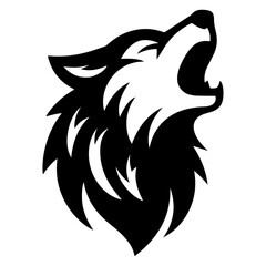 minimal angry wolf howling face logo background mountain logo vector silhouette