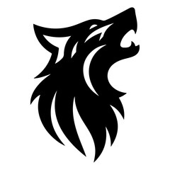 minimal angry wolf howling face logo background mountain logo vector silhouette
