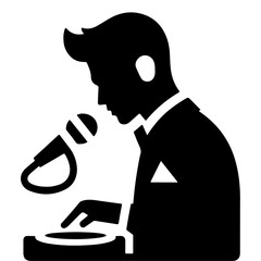 minimal DJ singer Icon with man vector silhouette, black color silhouette