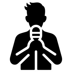 minimal DJ singer Icon with man vector silhouette, black color silhouette