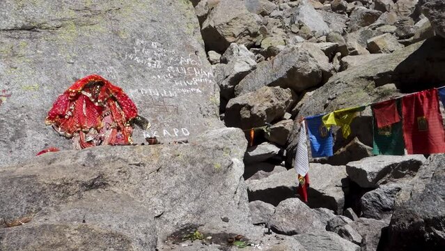 Parvati Kund, a sacred site on the Hindu pilgrimage to Kinner Kailash Yatra in Himachal Pradesh