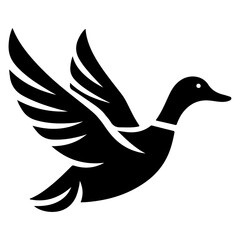 Obraz premium minimal flying duck vector silhouette, black color silhouette