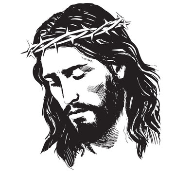 Black and white image of Jesus Christ