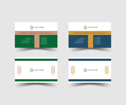 Creative and Clean modern and double sided business card design template . flat green business card inspiration.