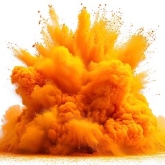 Orange Powder Explosion Isolated On White, White Background, Illustrations Images