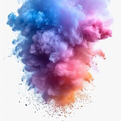 Pastel Color Dust Particle Splashing Powder, White Background, Illustrations Images