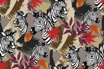 Seamless pattern of zebra. Suitable for fabric, mural, wrapping paper and the like. 