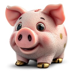 Piggy Bank Coins Euro Cents Dolors, White Background, Illustrations Images