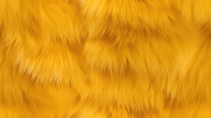 Yellow colored fake fur seamless pattern. Repeated background of fluffy texture. - obrazy, fototapety, plakaty
