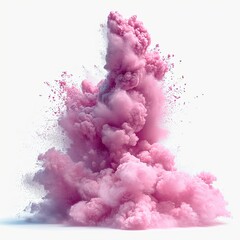 Pink Powder Explosion On White Background, White Background, Illustrations Images