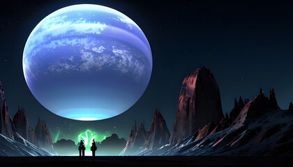 Fototapeta premium landscape with moon