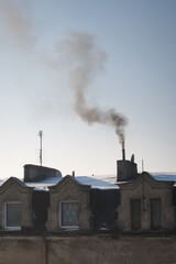 Zanieczyszczenie środowiska szkodliwym dymem. - obrazy, fototapety, plakaty