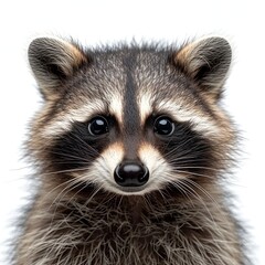 Obraz premium Portrait Cute Funny Raccoon Closeup, White Background, Illustrations Images