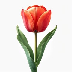 Fototapeta premium Portrait Tulip Flower On White Background, White Background, Illustrations Images