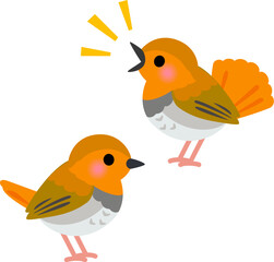 Fototapeta premium さえずるコマドリのデフォルメイラスト