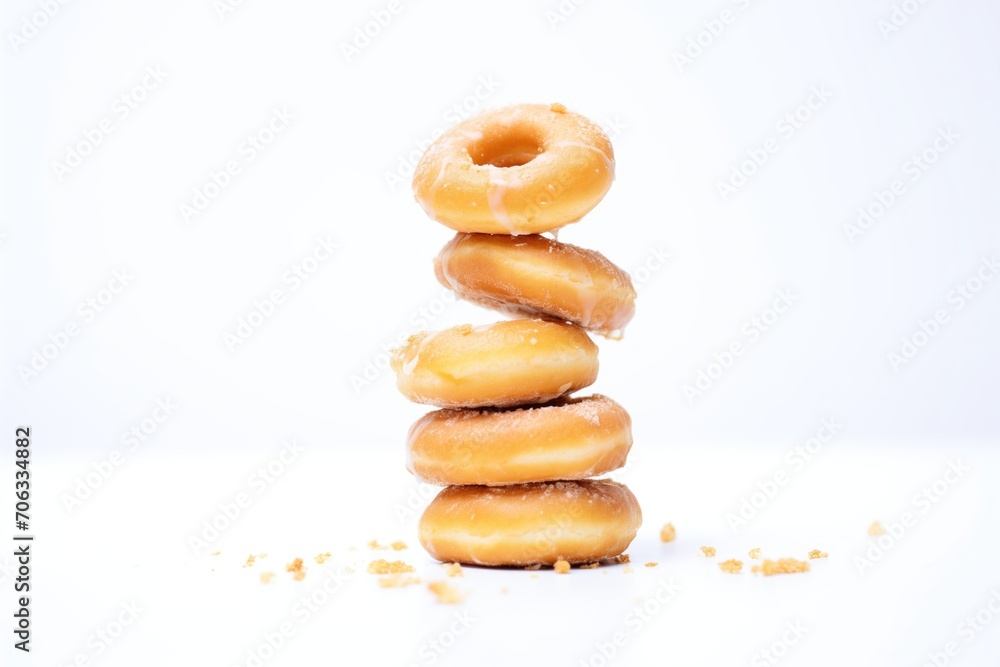 Sticker stack of glazed donuts on white background