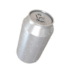 Silver aluminium can covered with condensation on white background. 3d-rendering