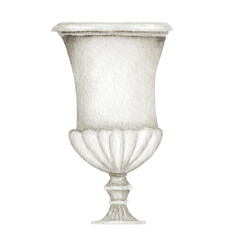 Ancient Greece Pottery watercolor Antique Greek vases white gray jug. Old clay amphora, pot, urn, jar for wine, olive oil. Vintage ceramic icon isolated Png illustration on transpsrent background