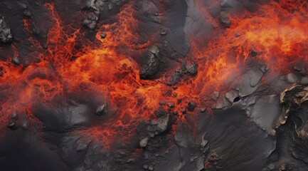 Fototapeta premium Illustration of hot volcanic rock with red magma flowing in the cracks
