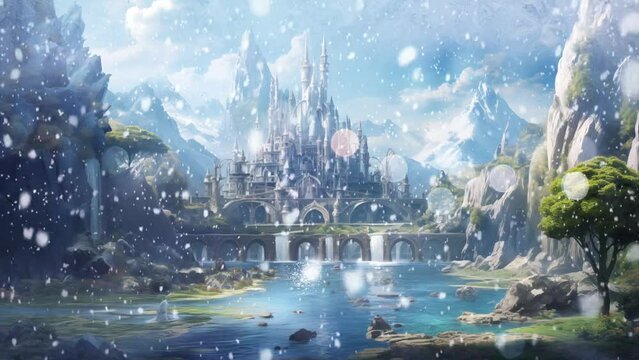 Fantasy dreams castle panoramic animation