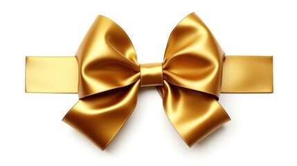 Elegant golden gift bow on white background. Luxury packaging.