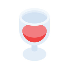 Have a look at this amazing icon of drink glass, wine glass vector design in isometric style