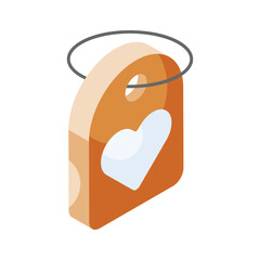 Heart symbol inside sale tag denoting concept icon of valentine day sale tag, heart tag, love tag