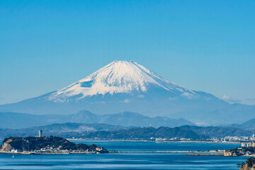日本の富士山と江ノ島