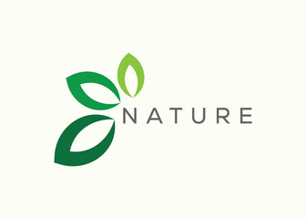 Green leaf logo design vector template. Nature Growth Leaf vector logo.