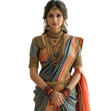 Young Indian Woman, White Background, Illustrations Images