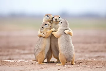 Foto op Plexiglas prairie dog group huddle communicating © Natalia