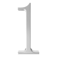 1 number Silver glitter 3D render