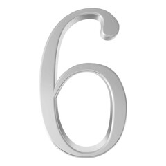 6 number Silver glitter 3D render