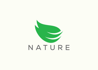 Green leaf logo design vector template. Nature Growth Leaf vector logo.
