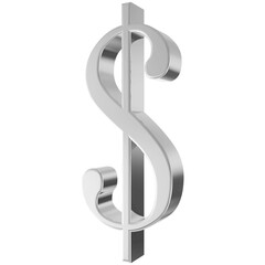 Dollar symbol Silver glitter 3D render