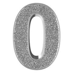 0 number Silver glitter 3D render