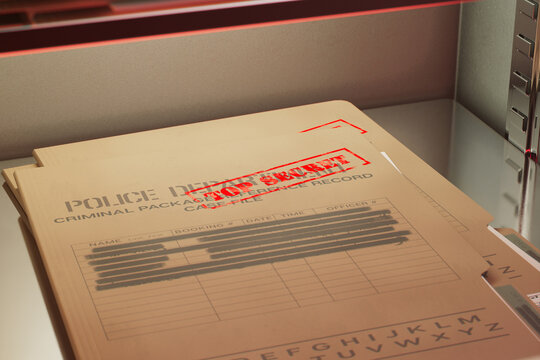 Top-Secret Criminal Case File in a Secure File Cabinet